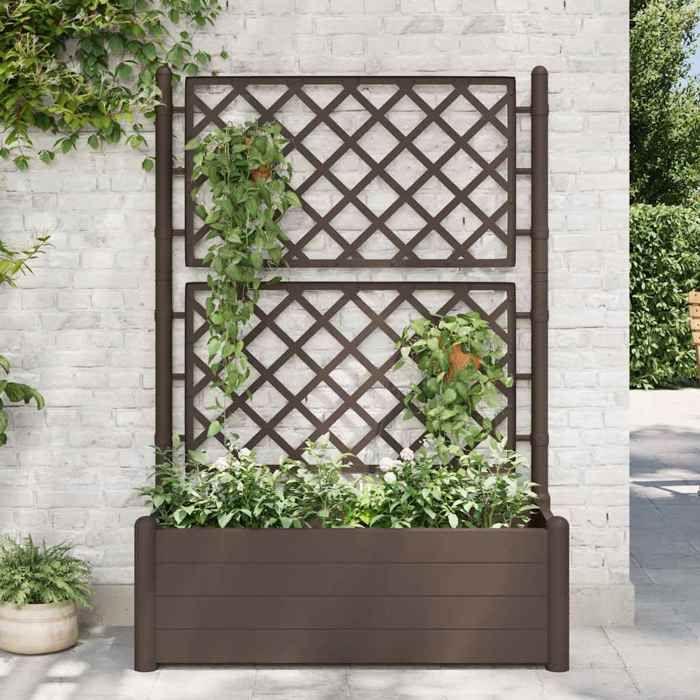 VidaXL Planter with Trellis Raised Garden Bed Flower Box Plant Container Outdoor Patio 313984