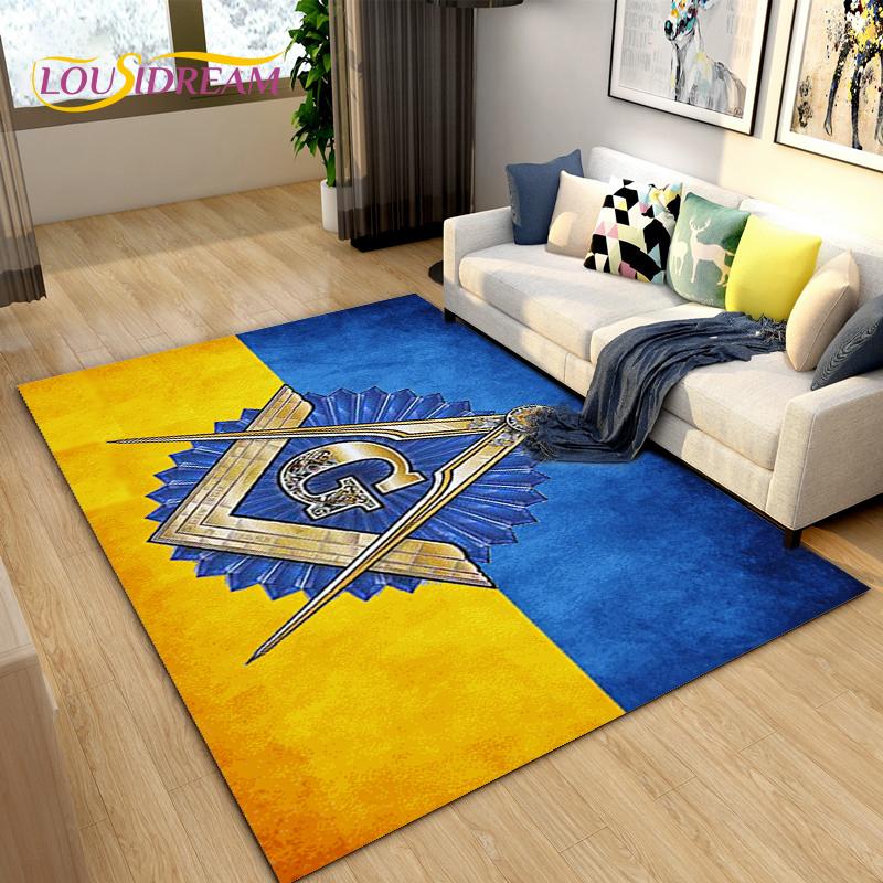 Masonic Carpet Freemason Illuminati Ring Area Rug Large,Carpet All Seeing Eye Rugs Carpets for Living Room,Fitness Pet Floor Mat