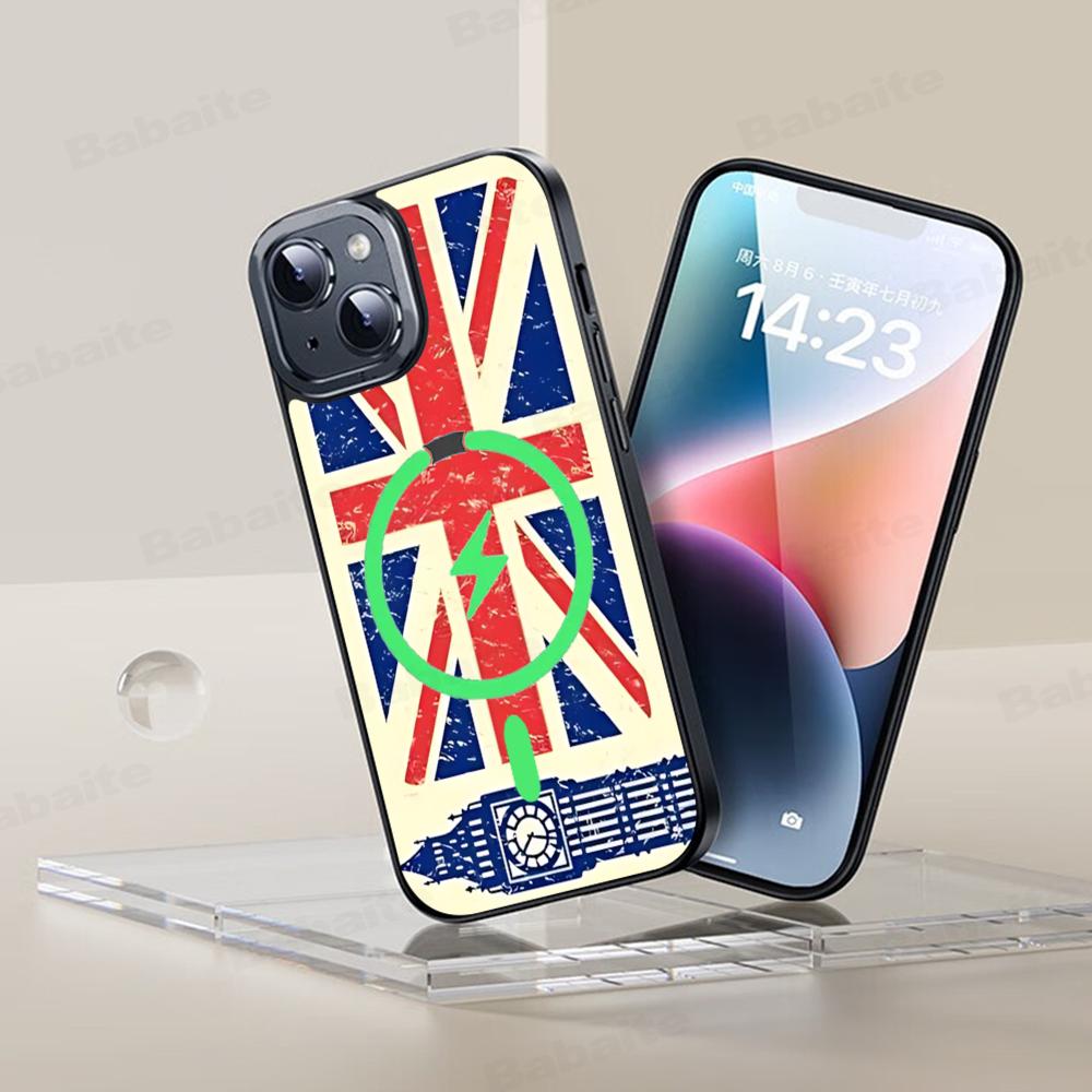 TOPLBPCS England British Uk Flag Phone Case Magnetic Case For IPhone 16 14 13 12 11 15 Pro Max Plus For Magsafe Wireless