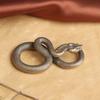 Brass Snake Figurine Keychain Pendant Charm Antique Animal Statue for Home Office Desktop Decoration and Bag Accessories