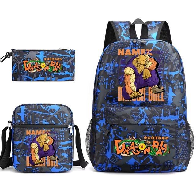 Dragon Ball Z Printed Backpack Set 3-Piece Casual School Bag For Boys And Girls Youth With Pencil Case Shoulder Bag