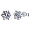 Simulated Moissanite Princess Cut Crown Earrings with Six Claws In Silver