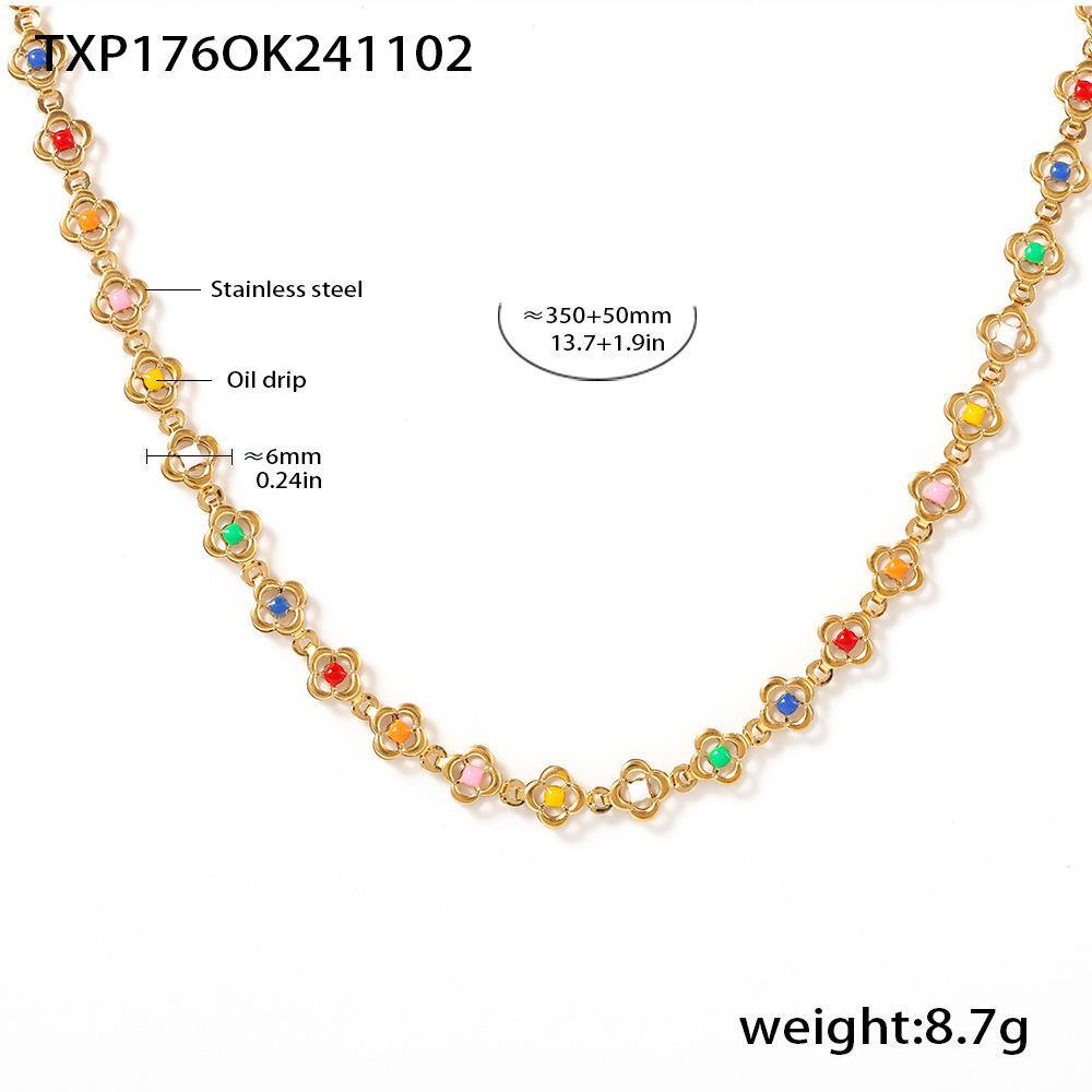 

1 шт. Нержавеющая сталь Маленький цветок Ручная работа Цепочка Цветная эмаль Тяжелая работа Ожерелье Браслет Женские циркониевые аксессуары