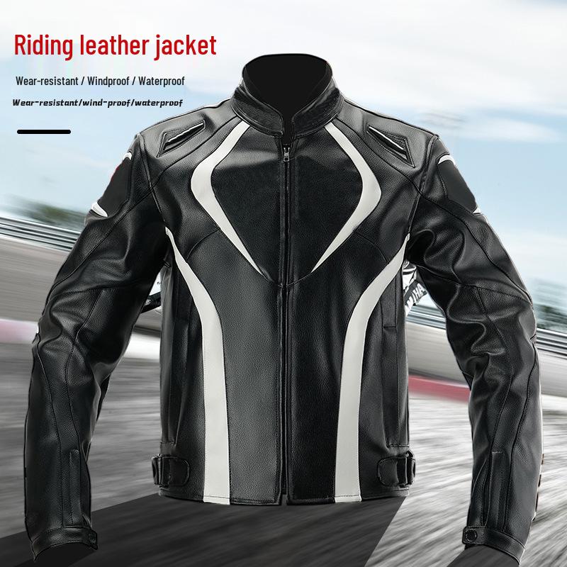 Unisex PU Leather Motorcycle Jacket: Four Seasons, Off-road, Anti-fall, Cycling Gear for Men & Women