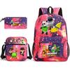 Large Capacity Schoolbag with Shoulder Strap; Student Three-piece Pencil Case Set