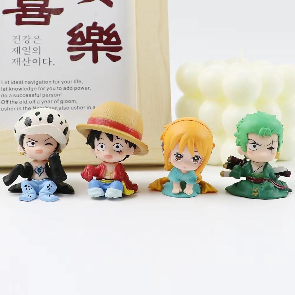 One Piece Action Figure Set With Luffy, Zoro, Nami, And Law Cute And Collectible Anime Toys