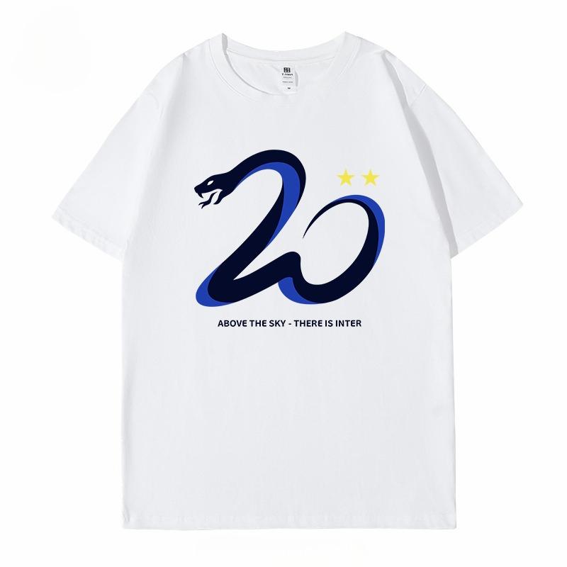 В 2025 году «Интер Милан» выиграет титул Серии А Дважды Звезды выиграют 20 титулов Футбольная футболка «Интер Милан Змея» с короткими рукавами XXXXL