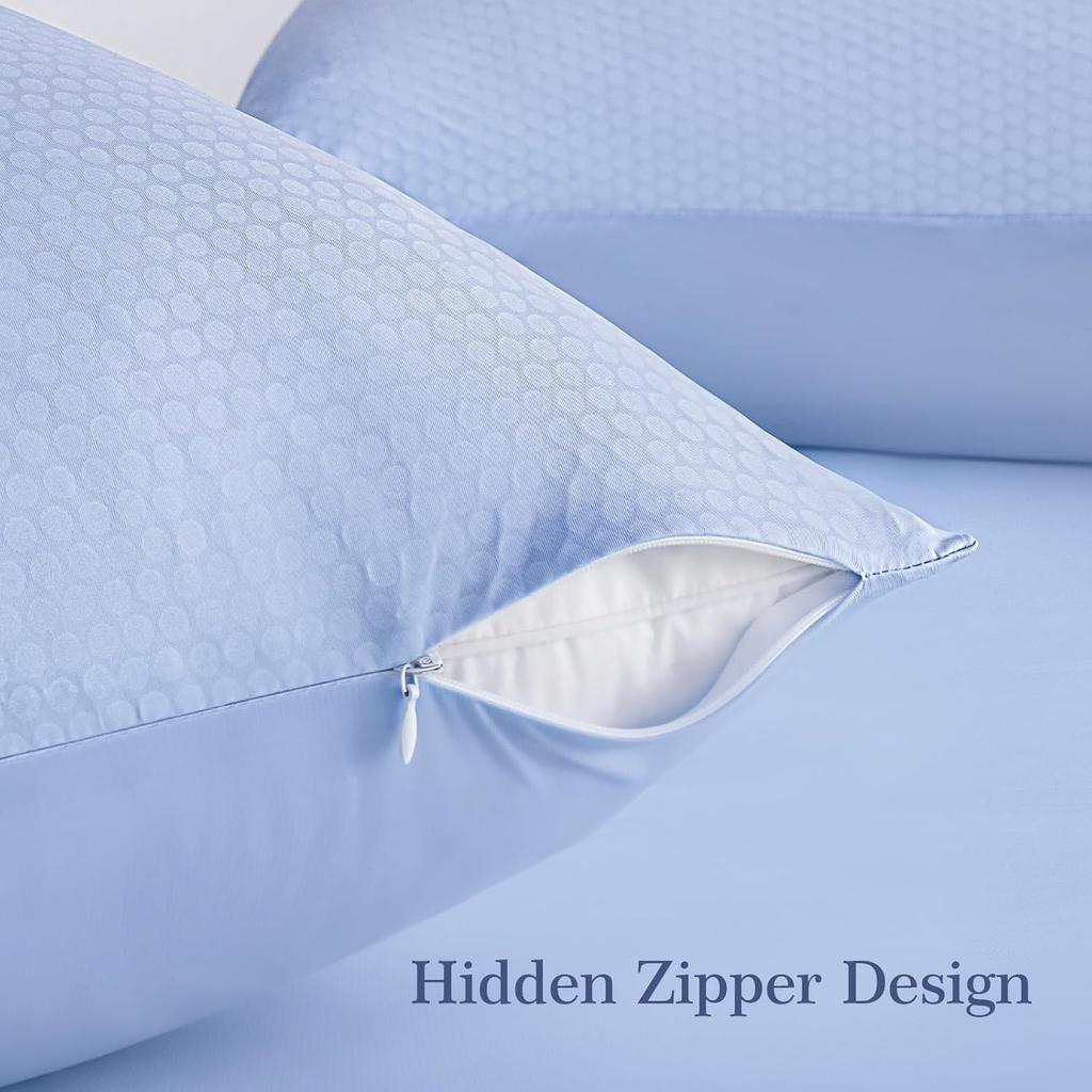 LUXEAR PCM Cooling Pillow Cases, 2 Pack Arc-Chill Q-Max>0.5 Ultra Cool Pillowcases with PCM Print Wick Moisture, Hidden Zipper Cold Pillow Protector