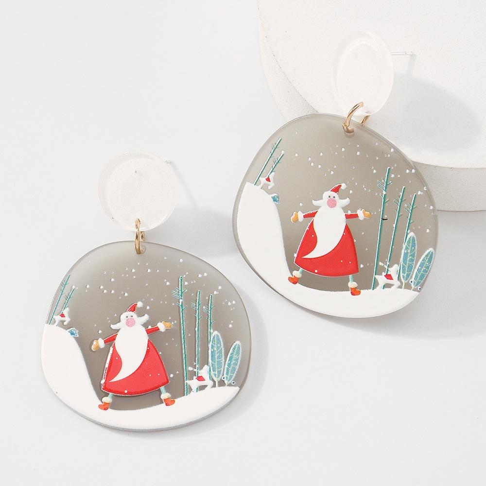 Women Christmas Tree Deer Snowman Drop Earrings Girls Christmas Gifts