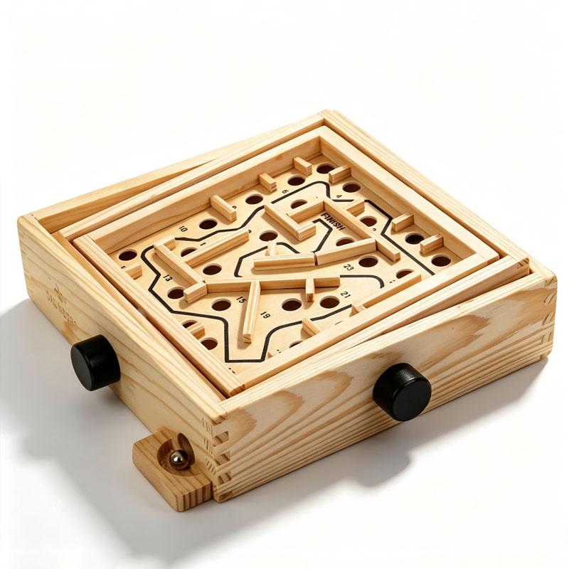 Wooden Labyrinth Marble Maze Brain Teaser Puzzles Box Focus Patience Hand Eye Coordination Educational Toys Gifts For Kids Adult