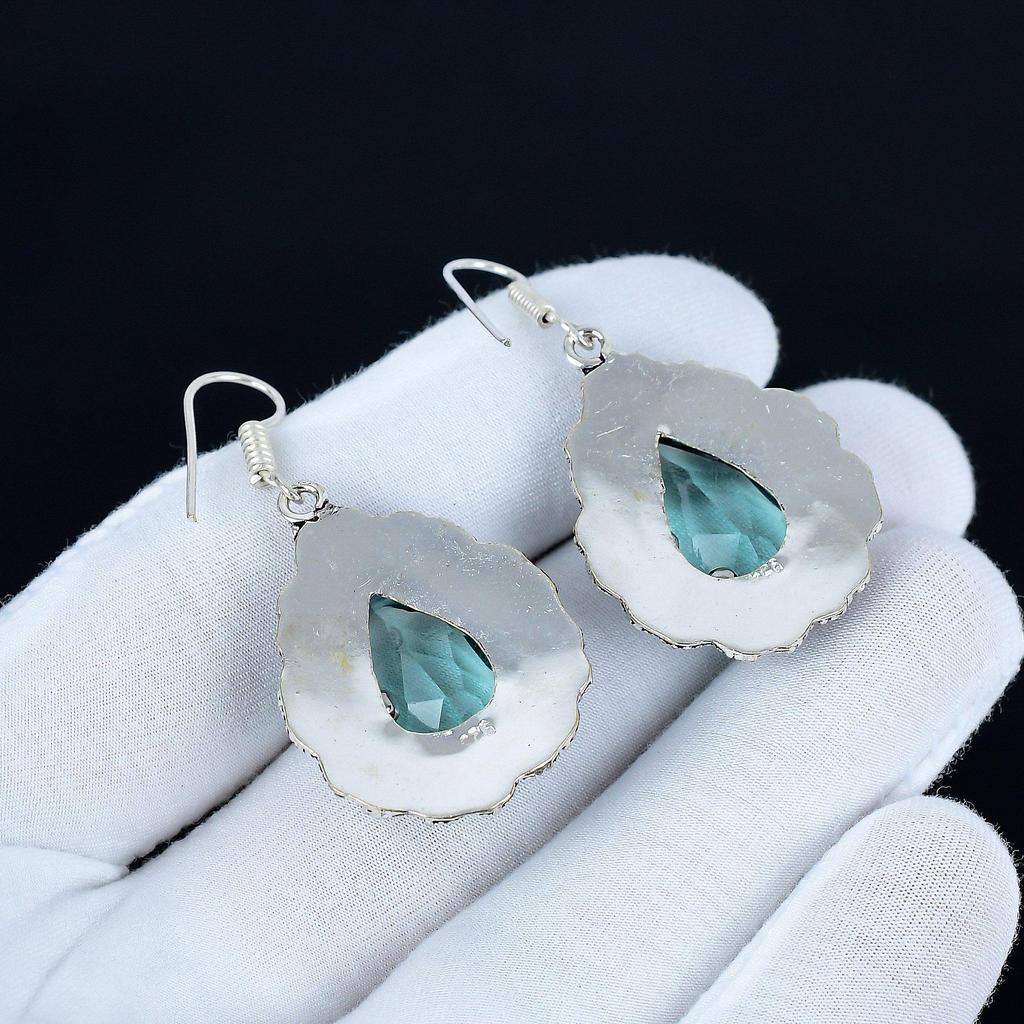 Aquamarine Gemstone Earrings, 925 Sterling Silver Earrings, Silver Earrings For Gift, Aquamarine Dangle Drop Earrings For Valentine's Day Gifts