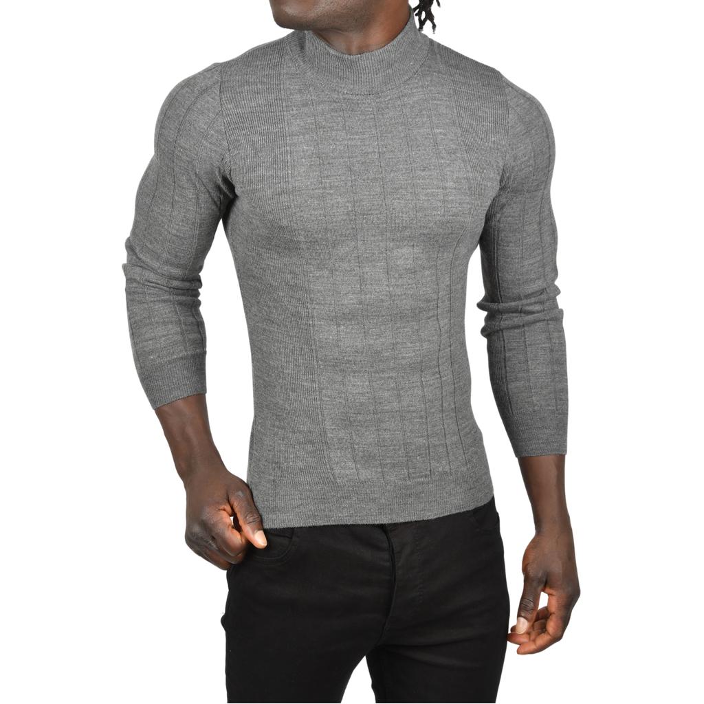 DeepSEA Yarım Balıkçı Yaka Çizgili Tüylenmeyen Slim Fit Triko Kazak 2505491