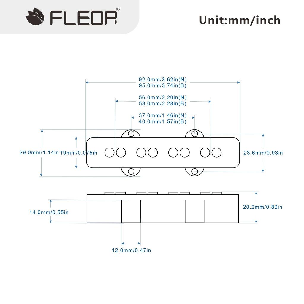 FLEOR Alnico 5 Jazz Bass Pickups, Neck & Bridge Pickup Set, 4-String, Fender Jazz Bass Guitar Pickup Parts