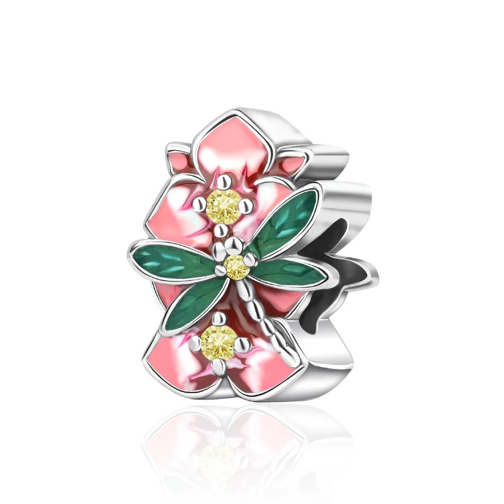 Spring Romantic Design Flower Product Series Copper RoseFour Leaf Clover Leaves Charm For Handmade Diy Fashion Bracelet Women Jewelry Gift