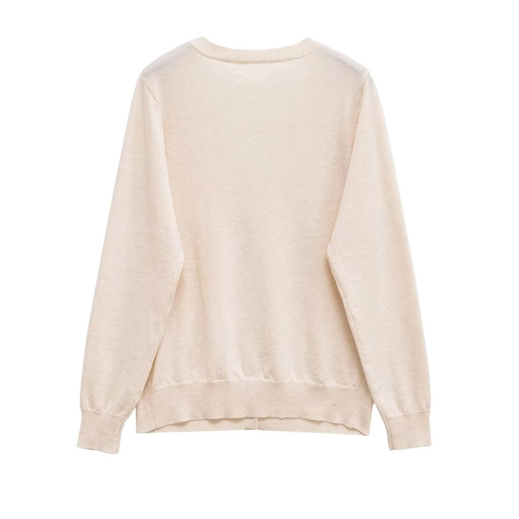 European and American style, new women's clothing, fashionable, versatile cross-border foreign trade wool blended V-neck knitted sweater