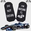 Calzini di Cotone a Metà Polpaccio con Punti Antiscivolo F1 Racing Inglese - Calzini da Pavimento Creativi