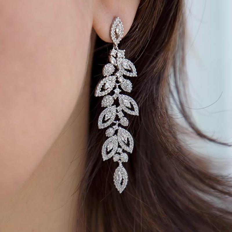 Huitan Gorgeous Women's Stud Earrings Full with Dazzling CZ Stone Sparkling Ear Piercing Earrings Party Jewelry