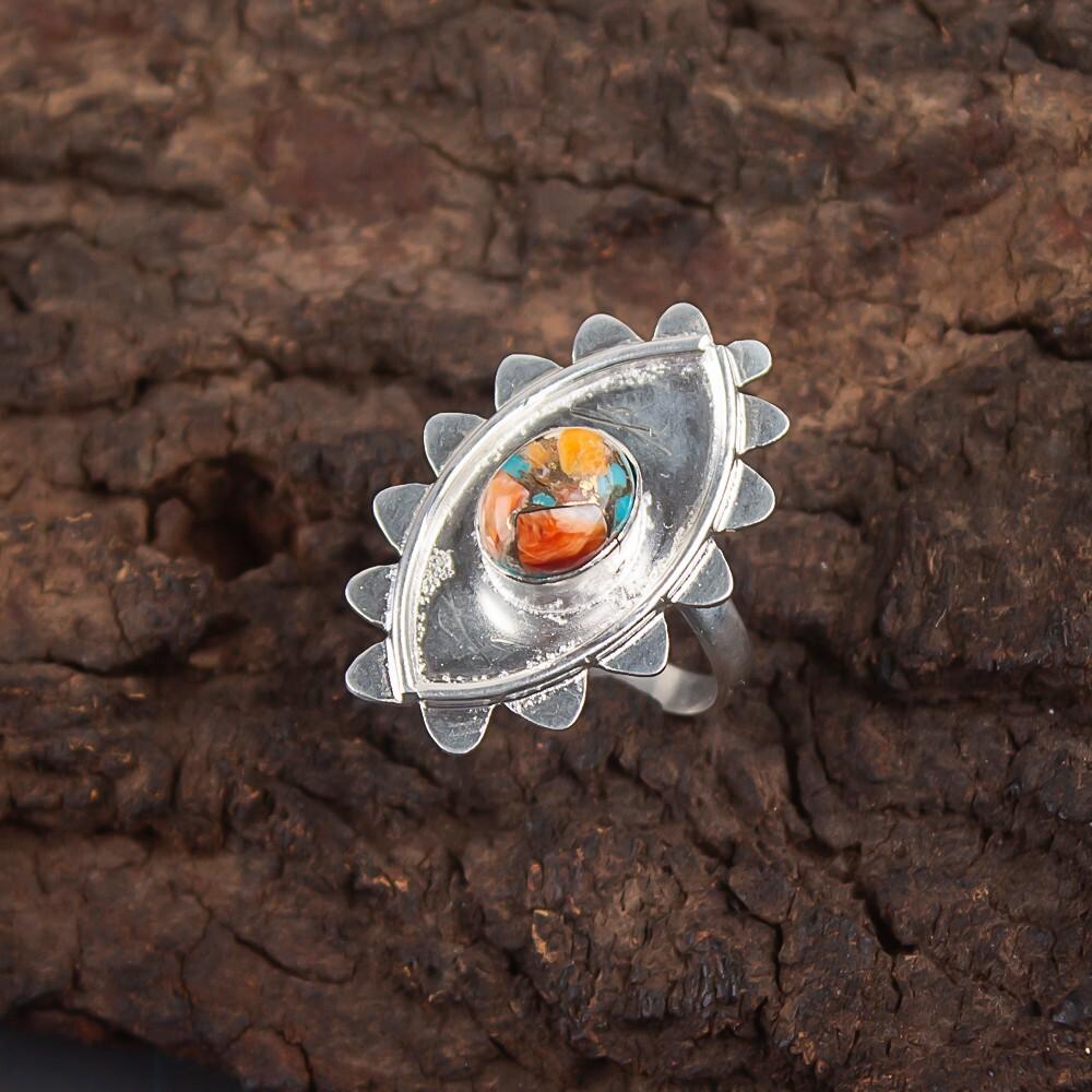 Natural Spiny Oyster Gemstone 925 Sterling Silver Jewelry Handmade Ring For Her RR-6-20