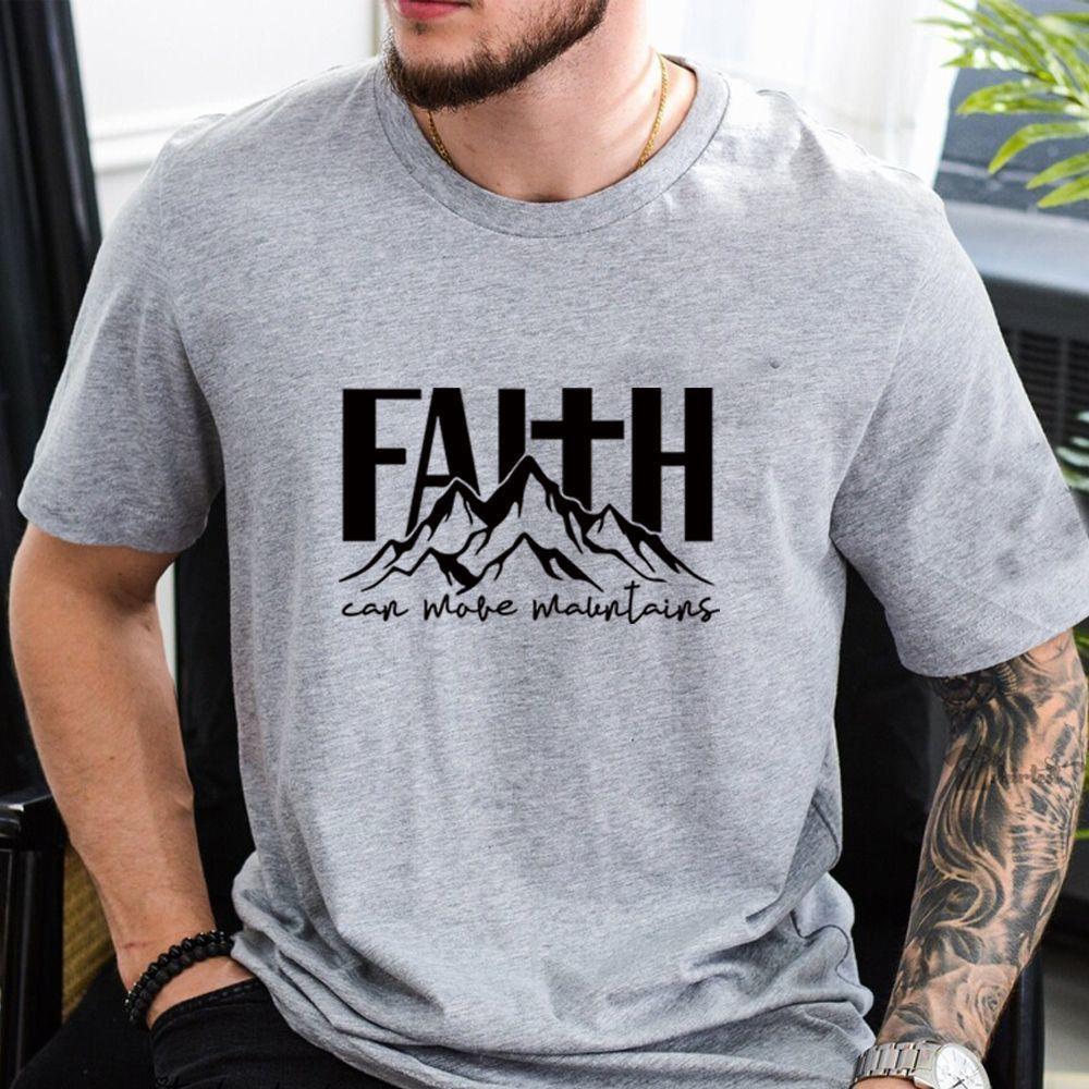 Grace Motivation Inspirational Religious Men T-shirt Letter Pattern Printed Short-sleeved Pure Cotton T-shirt for Both Men Women