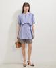 Washable Rhinestone Shirt Tunic Sax [BIS] Blouse, Women's, (48)