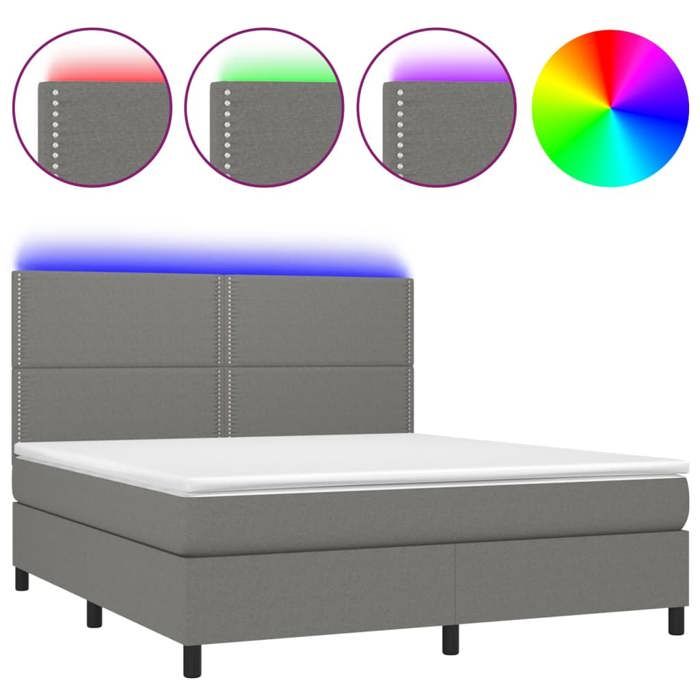 VidaXL Sommier à Lattes de Lit avec Matelas et LED, Lit Rembourré, Lit Double, Lit Adulte de Chambre à Coucher Intérieur, 3134806