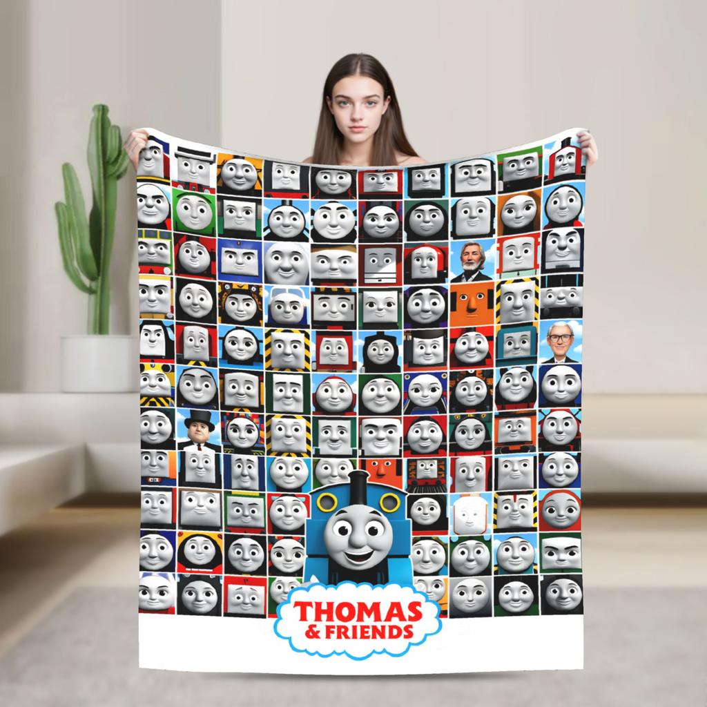 T-Thomas The Train Friends Flannel Blanket Cartoon Railway James Soft Warm Bedding Throws for Home Decor Picnic Sofa Bed Cover