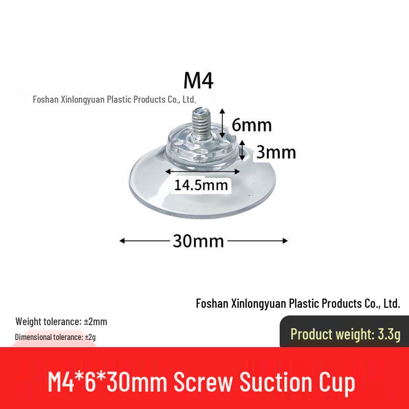 M4-M8 Transparente PVC-Saugnapf mit Gewindestange