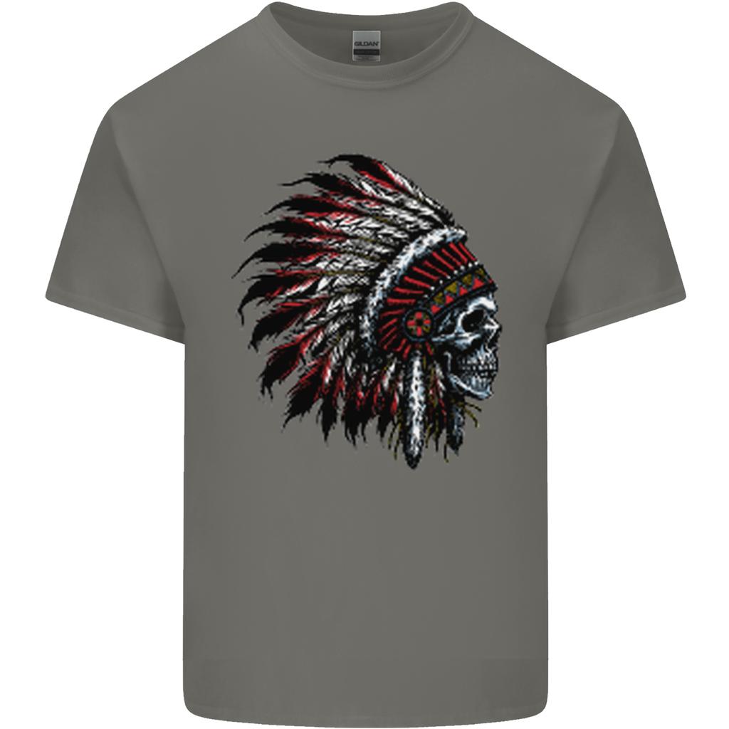 Indian Skull Headdress Biker Motorcycle Unisexs Light Cotton TShirt