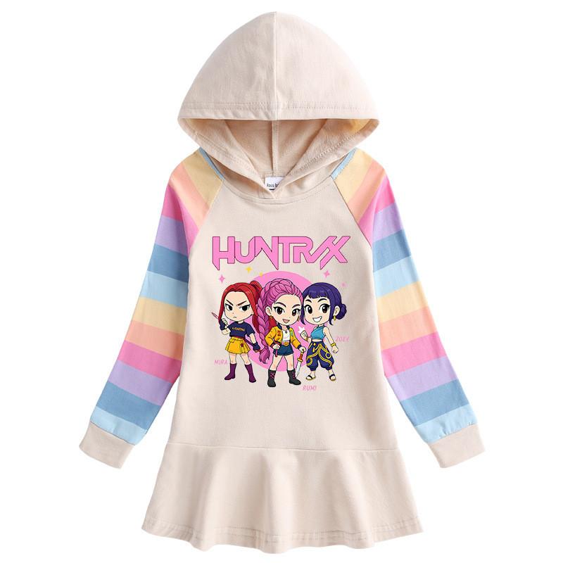 Cotton Kpop Rumi Zoey Mira Hunters Long Sleeves Hooded Dress for Girl