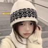 South Korea Dongdaemun hat female blogger with the same color matching age-reducing warm knitted wool hat stack hat tide