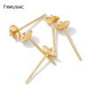 Base per orecchini a perno in ottone placcato oro 14K, perno vuoto, vassoio per orecchini a perno, tappo per orecchie per la creazione di orecchini fai-da-te, accessori