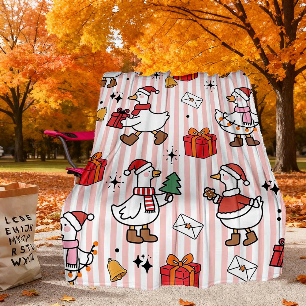 Christmas Duck Outdoor Flannel Blankets, Outdoor travel, Home Blankets, Fan Gifts,Suitable for All Seasons, Christmas Gifts. R1127044