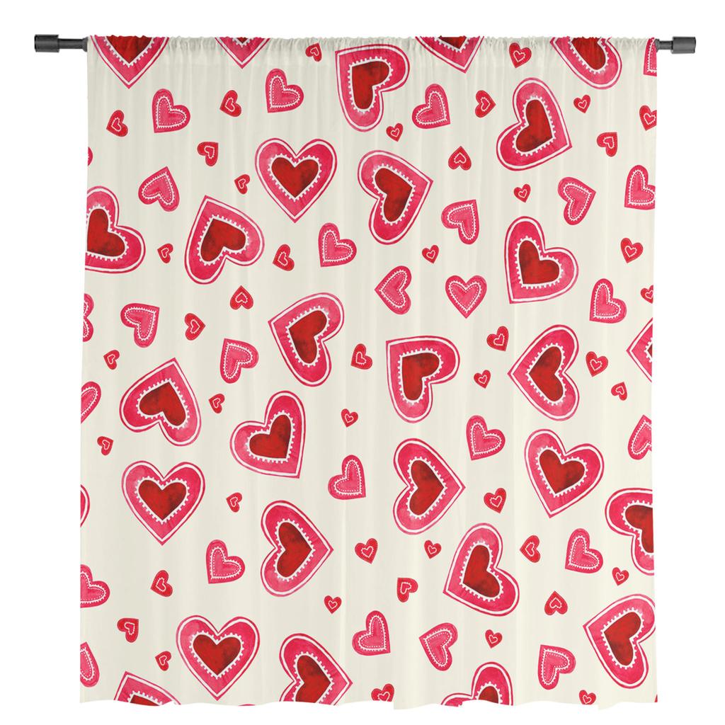 Aquarell Liebe Valentinstag Moderne Tüllvorhänge für Wohnzimmer Schlafzimmer Zuhause Küche Fenster Sheer Vorhänge