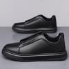 Men Soft Leather Casual Shoes Slip On Simple Design Platform Sneakers Lightweight Daily Walking Business Footwear
