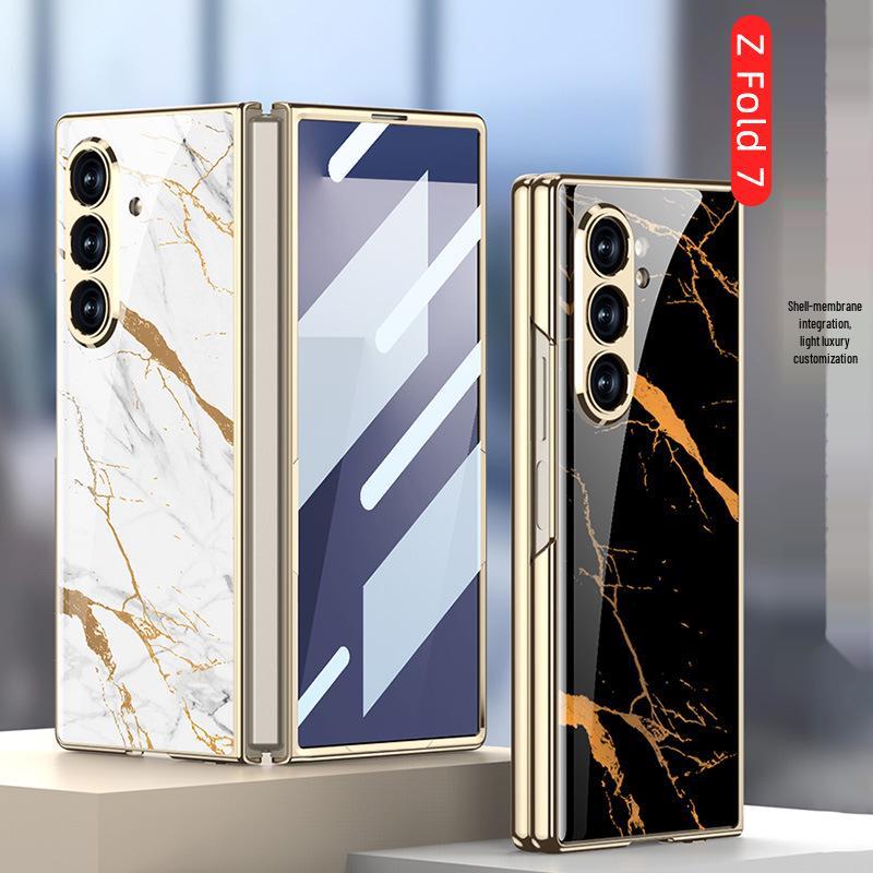 Heart of the World: Electroplated Samsung Z Fold7 Glass Case - Trendy, Simple Style Protective Cover