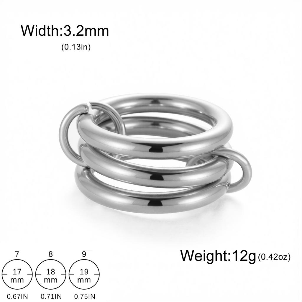 Lucktune Elegant Multiple Layer Stackable Rings Shiny Zircon Women's Finger Ring Stainless Steel Minimalist Gold Color Jewelry