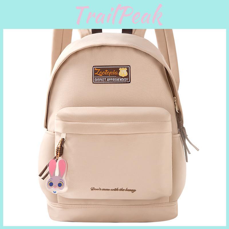 Color Simple Solid Letter And Lots Print Student Casual Backpack With Pendant