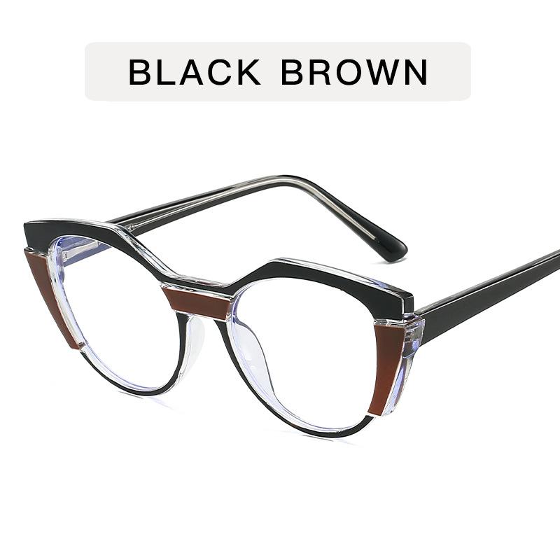 High Quality Women's Glasses Contrast Color Cat Eye Shape Computer Glasses Blue Light Blocking Decorative Glass
