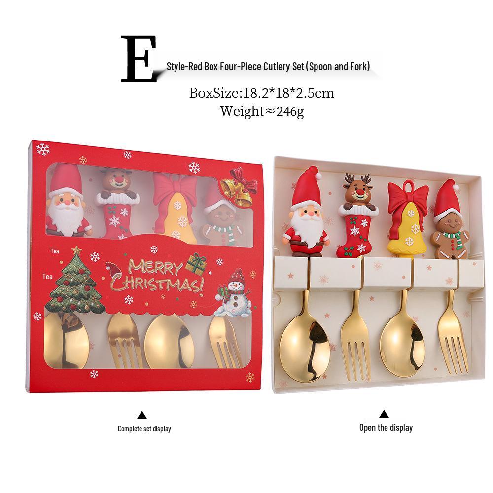 Cross-Border Cute Snowman Christmas Spoon & Fork Set – Creative Dessert Tableware Gift