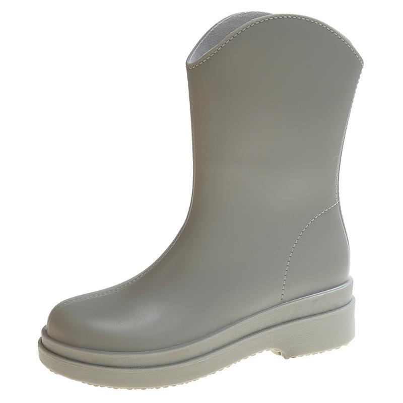 Rain shoes women's short tube fashion waterproof shoes flat rubber shoes wear medium tube water boots warm rain boots fashion