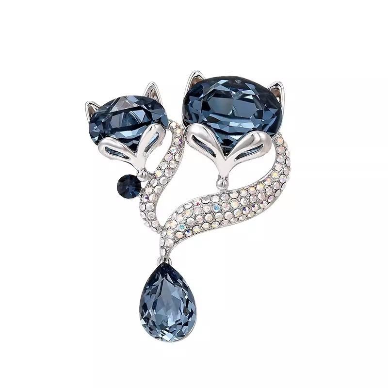 Kristallfuchs-Brosche, High-End Damenmode Tierbrosche, Nischendesign-Brosche