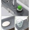 Tapis d'évier - AIMOONSA - 43,3x15 cm - Silicone alimentaire - Anti‑éclaboussures - Trou 3,1–5,5 cm - Gris