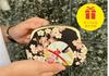 Clasp Wallet with Coin Cherry Blossom Made In Kyoto B-andyu 4.0" Parent-Child Purse, Chirimen, Design, Japan, (Arabesque Green)