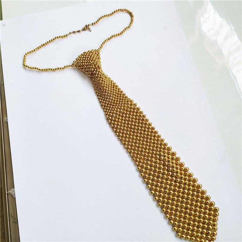 Handmade Pearls Neck Tie Unisex Simple Security Necktie Trendy Women's Tie for Business and Event