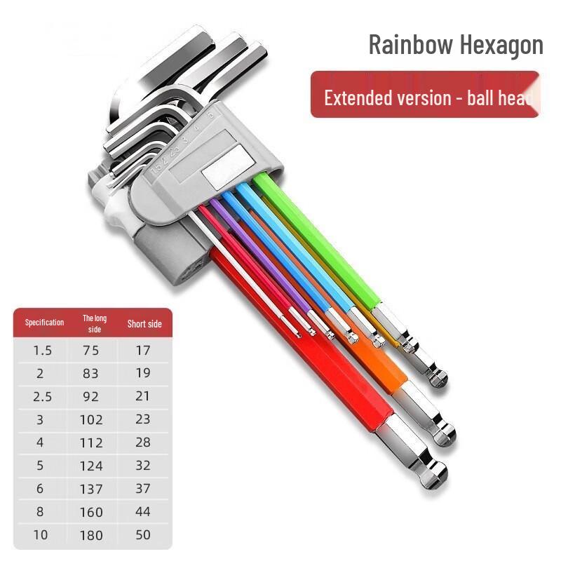 Lulin Rainbow Colored Ball-End Hex Key Set CN plug (adapter included)