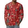 Men's Fashion Printed V-Neck Casual Long-Sleeved T-Shirt Bottoming Shirt Top