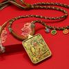 Tibetan Zodiac Eight Protectors Thangka Gold-Inlaid Square Pendant Necklace