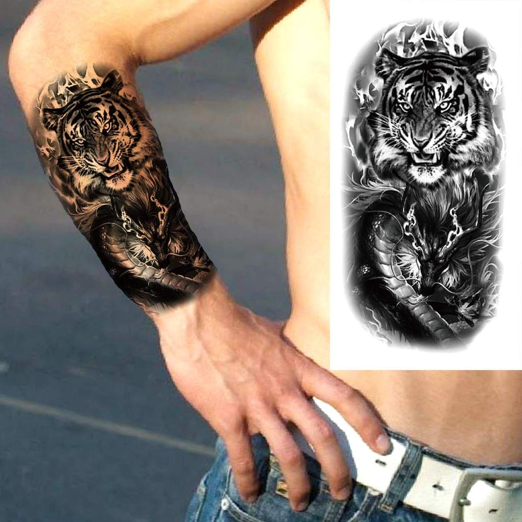 1 Sheet Wolf Lion Astronaut Temporary Tattoos For Men Women Adults Fake Tattoo Sticker Planet Galaxy Universe Outer Space
