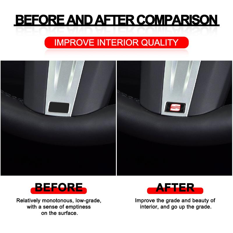 2/5/10Pcs Carbon Fiber Steering Wheel Car Logo Emblem 3D Stickers For Seat Leon FR Altea Ibiza Toledo Cordoba Alhambra Arona Ateca Exeo