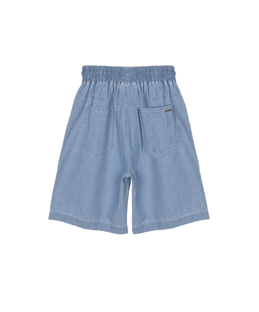 Nigaennikol Washed Banding Burmuda Denim Pants_Sky Blue